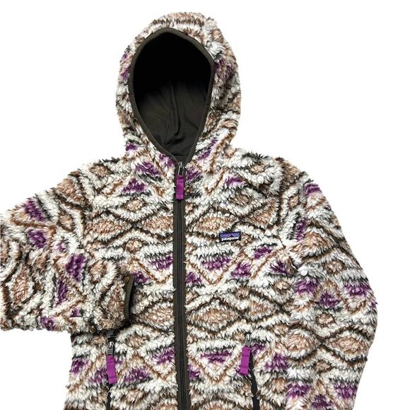 Patagonia Deep Pile Aztec Geometric Fleece Zip Sweater Jacket Womens XS - Picture 2 of 5